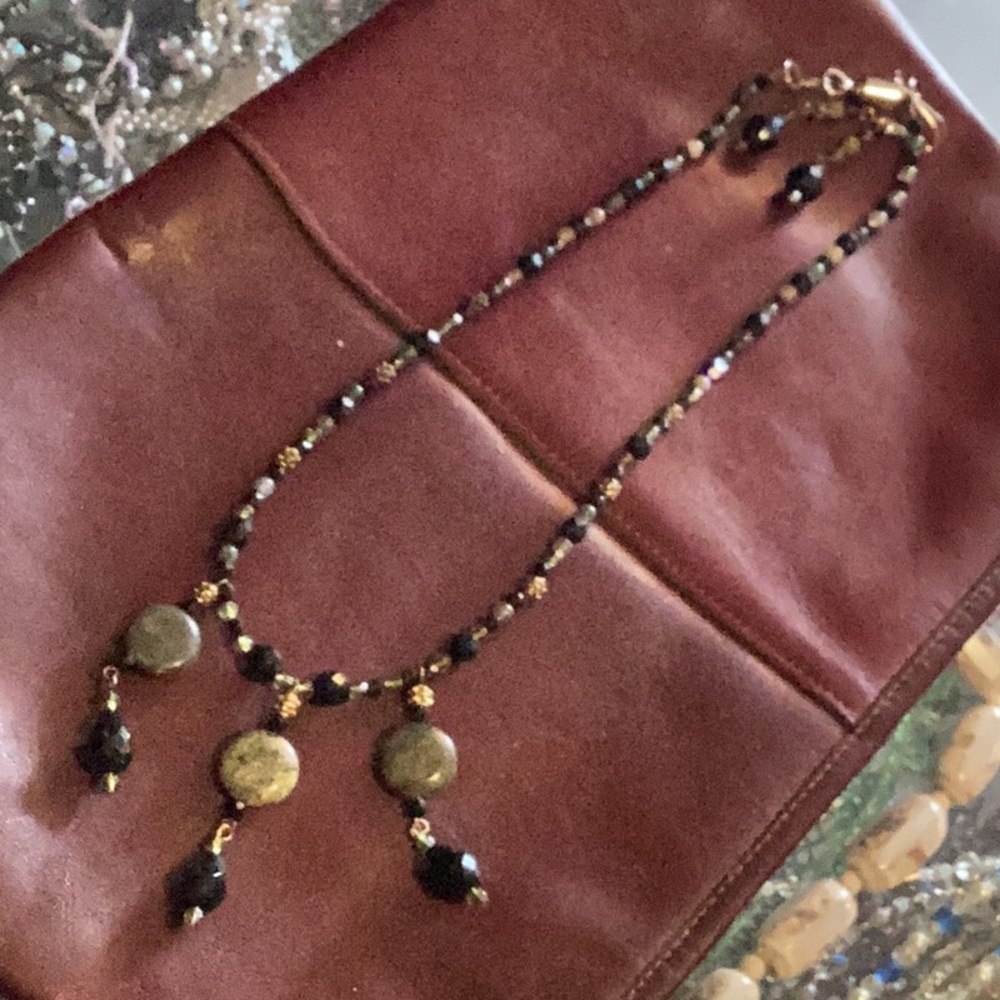 Handmade beaded necklace and earring set new